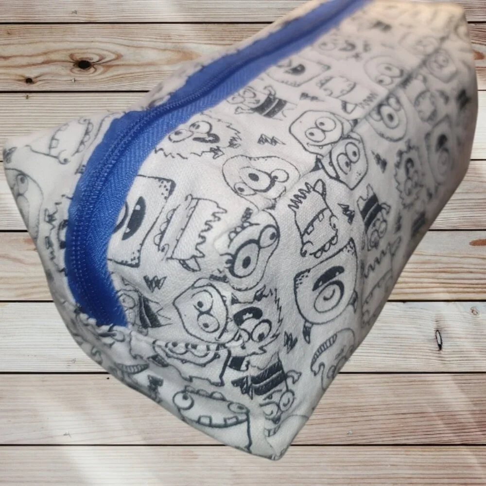Lot of 3 - Color Your Own Pencil Case Pouch Zipper Bag - Monsters, Aliens
